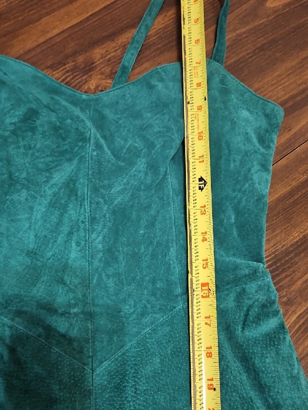 Vintage Wilsons Leather Teal Green Suede Asymmetrical Mini Dress - Picture 5 of 12